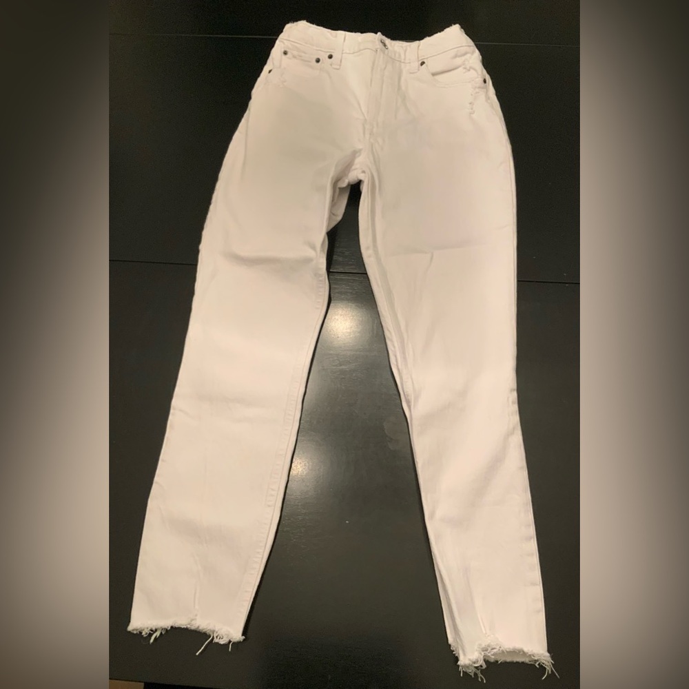 Vtg Y2K Abercrombie & Fitch High Rise Skinny Jens, 27 White Stretch Distress